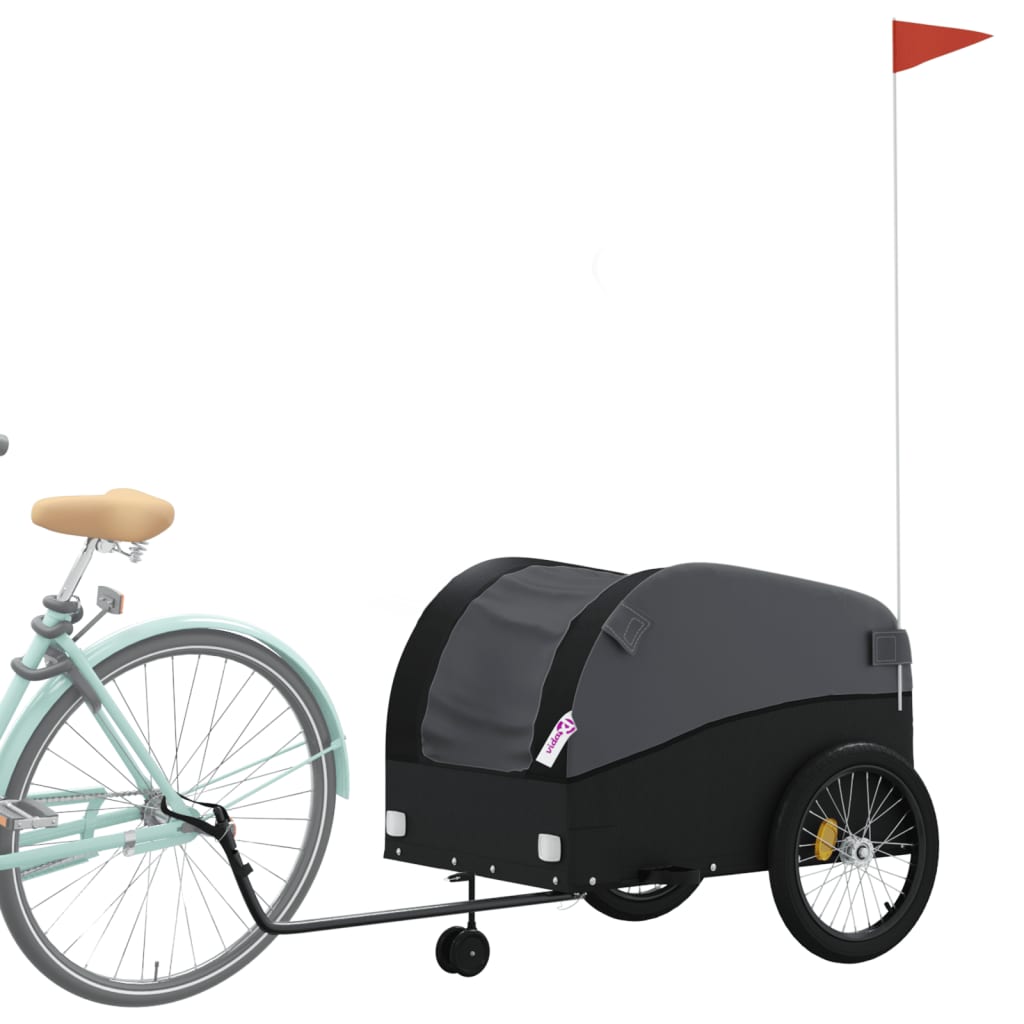 Fahrradanhänger Schwarz und Orange 30 kg Eisen