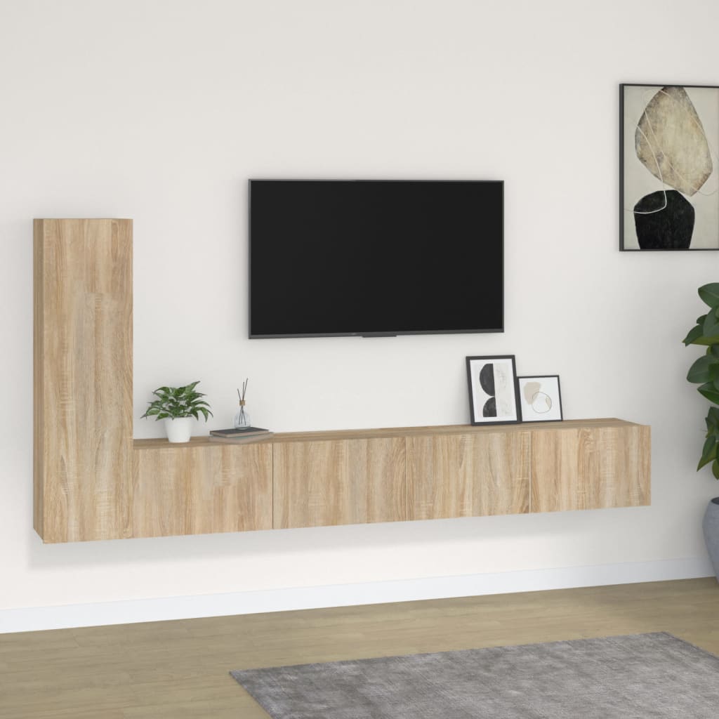 4-tlg. TV-Schrank-Set Weiß Holzwerkstoff