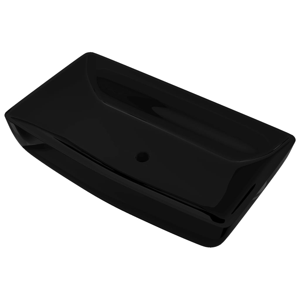 Keramik Waschtisch Waschbecken Rechteckig Weiß 71 x 39 cm