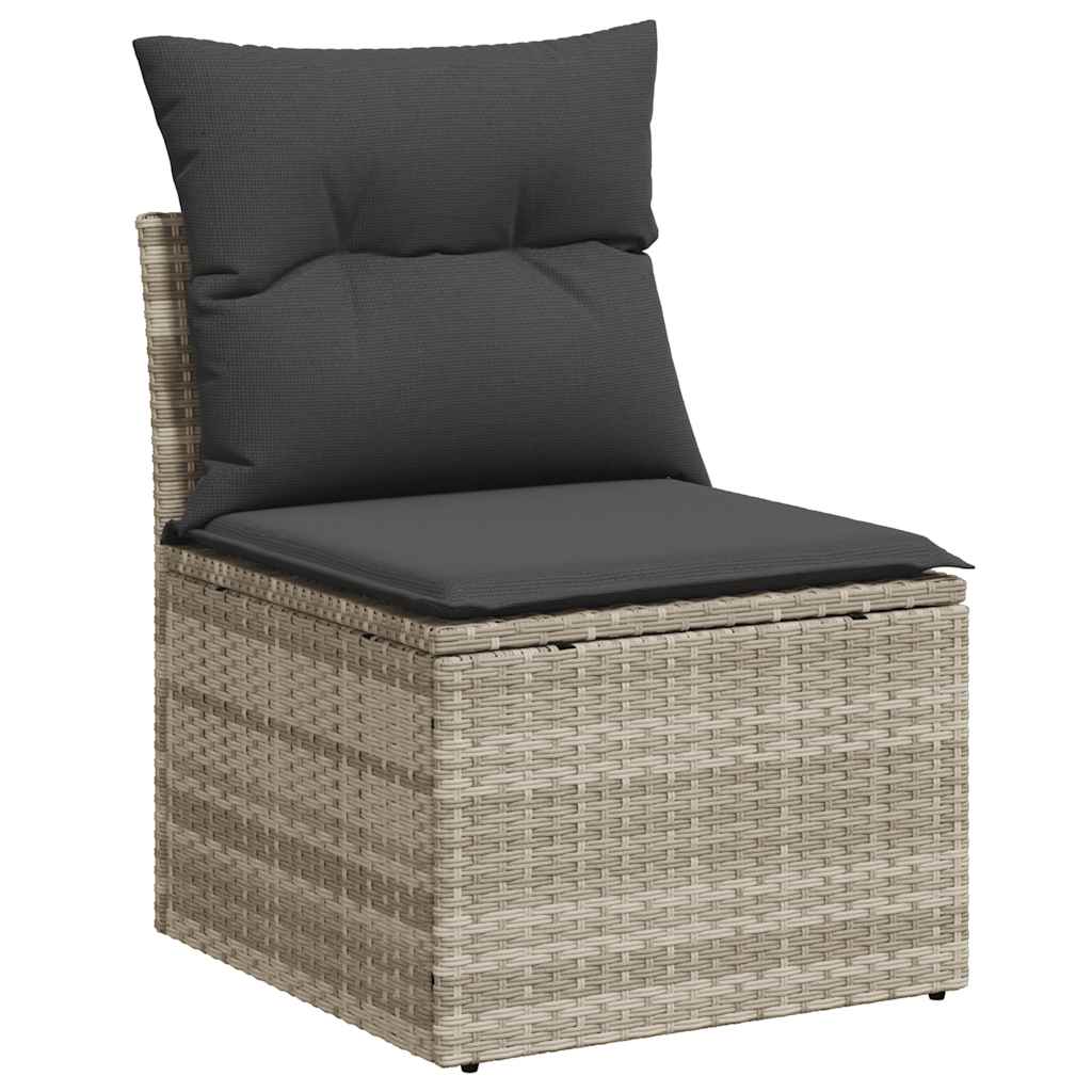 10-tlg. Garten-Sofagarnitur mit Kissen Schwarz Poly Rattan