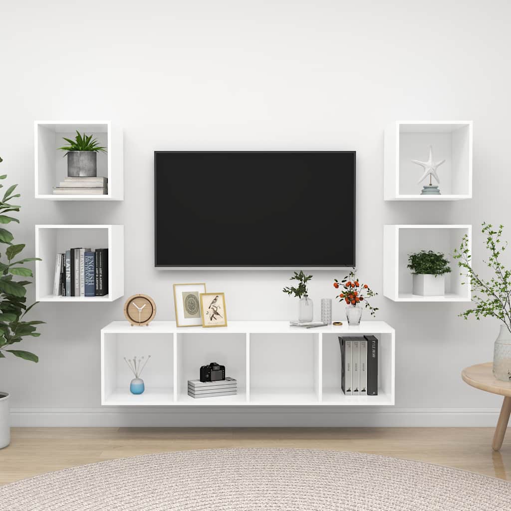 5-tlg. TV-Schrank-Set Grau Holzwerkstoff
