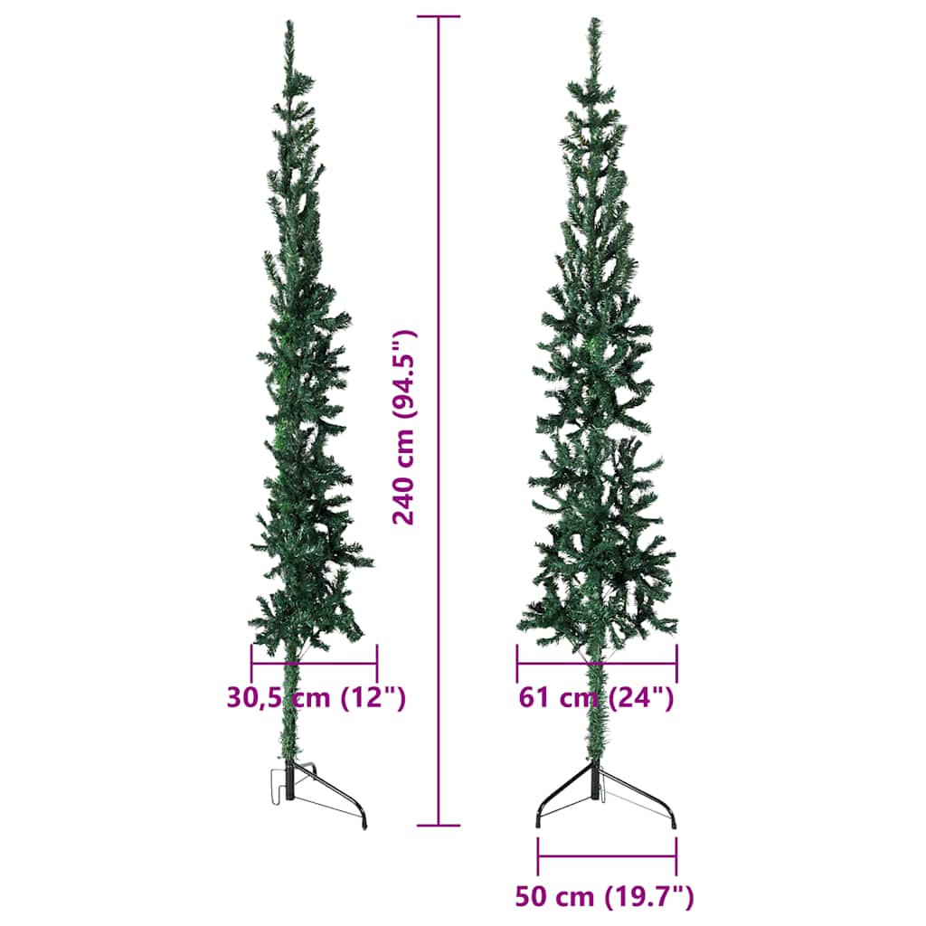 Künstlicher Halb-Weihnachtsbaum mit Ständer Schlank Weiß 180 cm