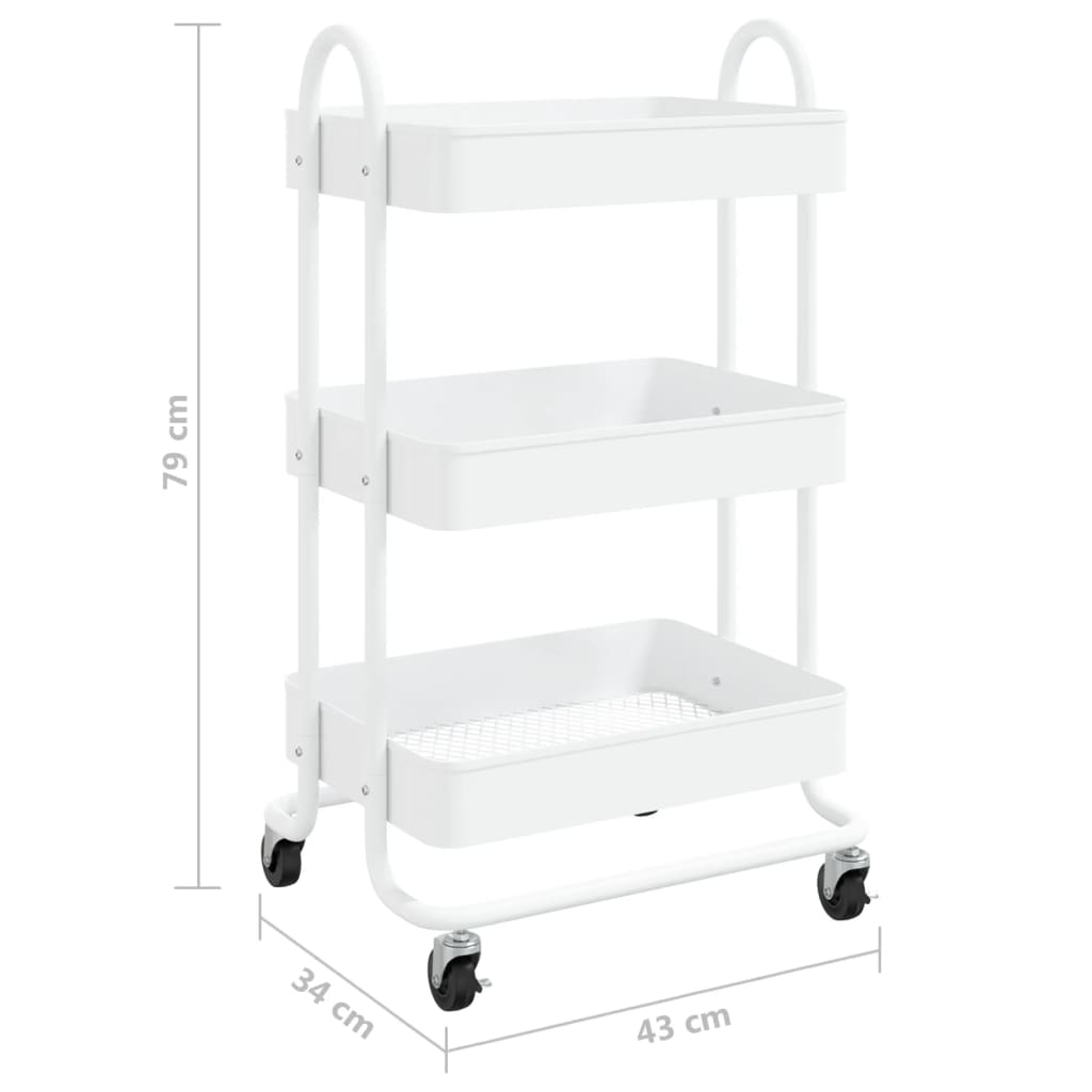 3-Etagen-Wagen Schwarz 43x34x79 cm Stahl