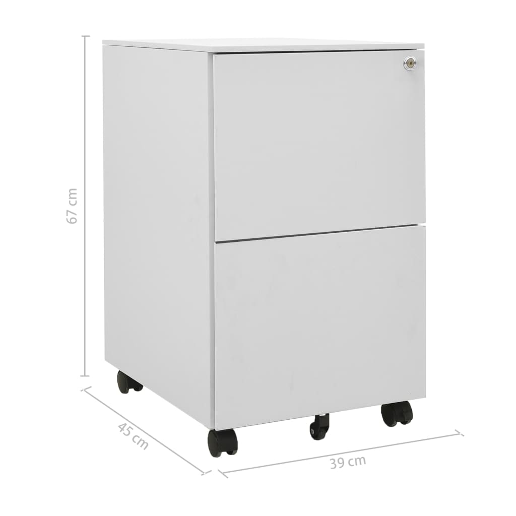 Aktenschrank mit Rollen Weiß 39x45x67 cm Stahl