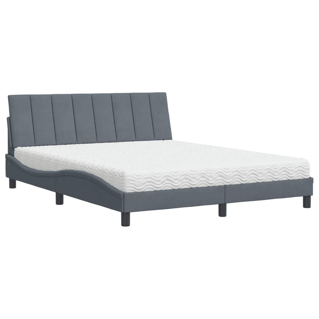Bett mit Matratze "Hanko" Hellgrau 80x200 cm Samt
