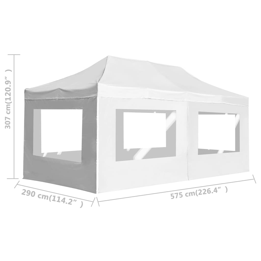 Profi-Partyzelt Faltbar mit Wänden Aluminium 3×3m Weiß