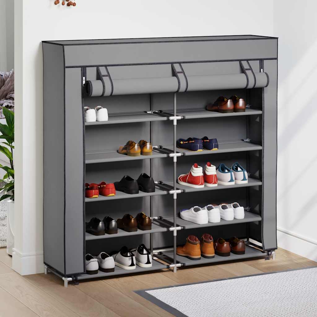 Stoff Schuhschrank mit Abdeckung 115 x 28 x 110 cm Schwarz