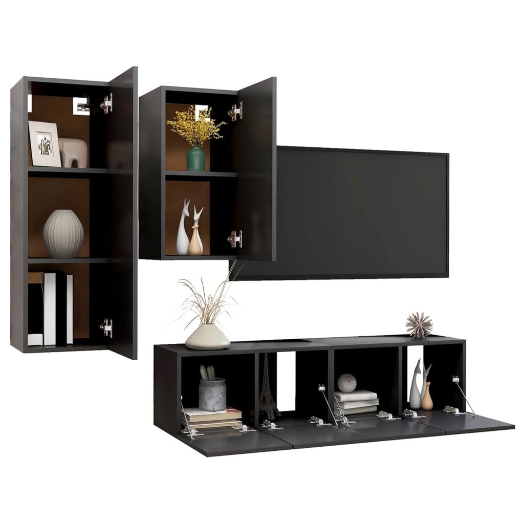 4-tlg. TV-Schrank-Set Weiß Holzwerkstoff