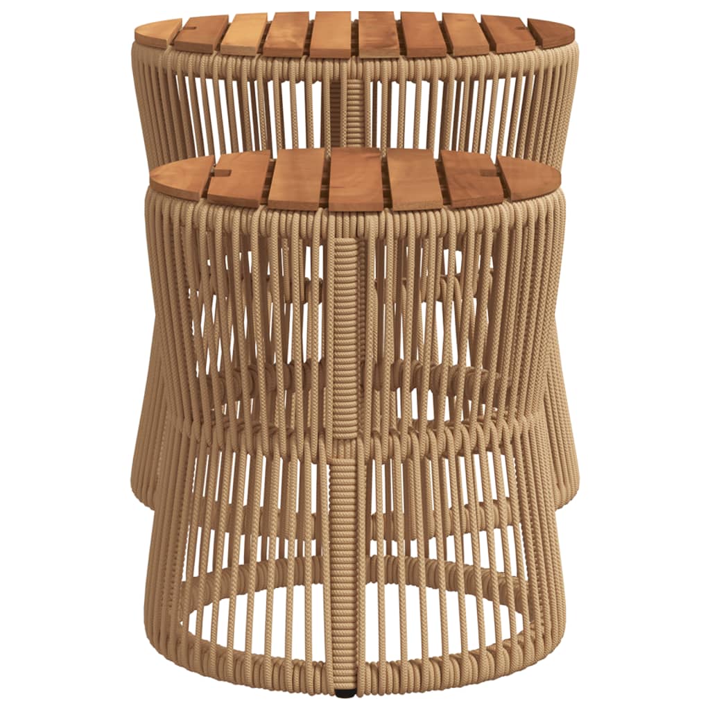 Garten-Beistelltische 2 Stk. mit Holzplatte Schwarz Poly Rattan