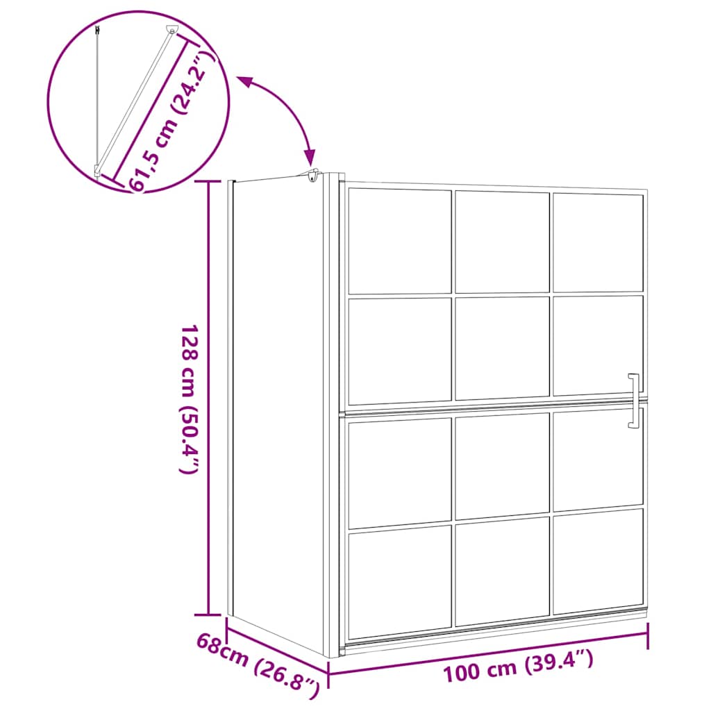 Bad-Duschschirm Schwarz und Transparent 80 x 68 x 128 cm