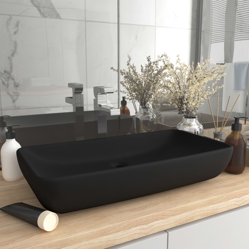 Luxus-Waschbecken Rechteckig Matt Weiß 71x38 cm Keramik
