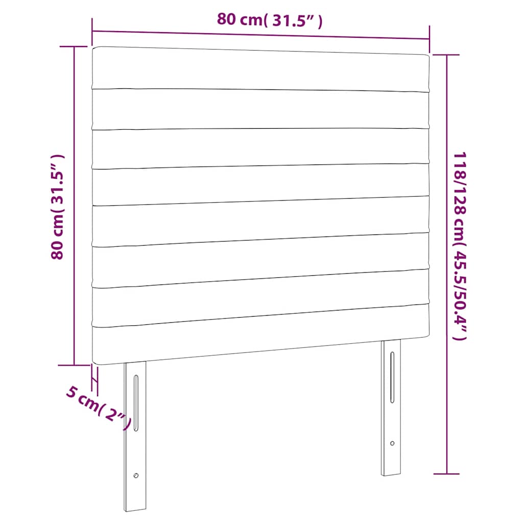 Kopfteil Hellgrau 80x5x118/128 cm Samt
