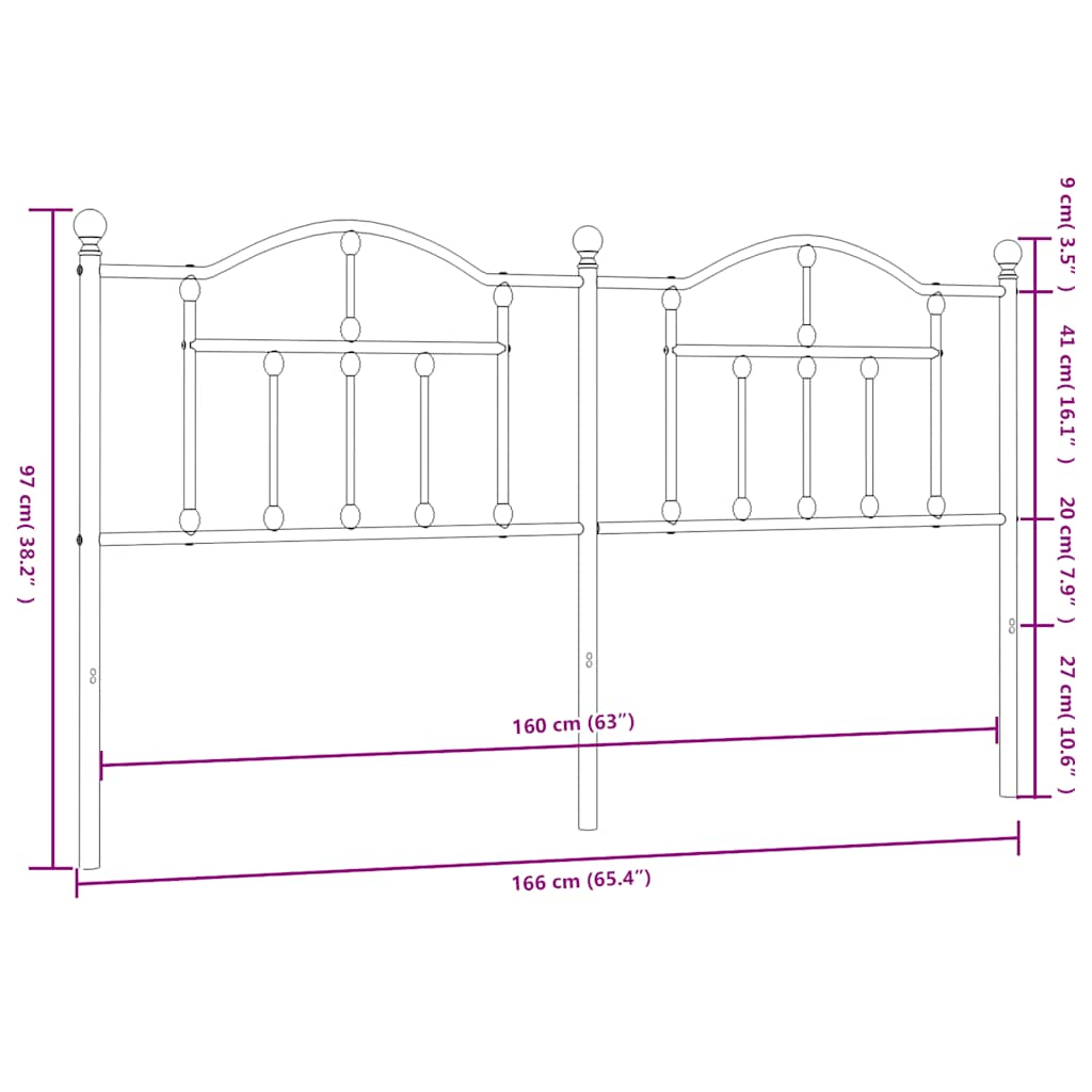 Ersatz-Kopfteil Metall Schwarz 90 cm