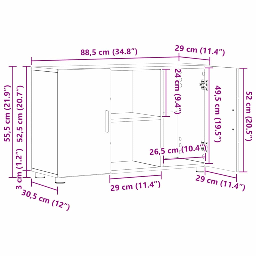 Highboard mit Regal FLORIN Weiß 60 x 35 x 182 cm Holzwerkstoff