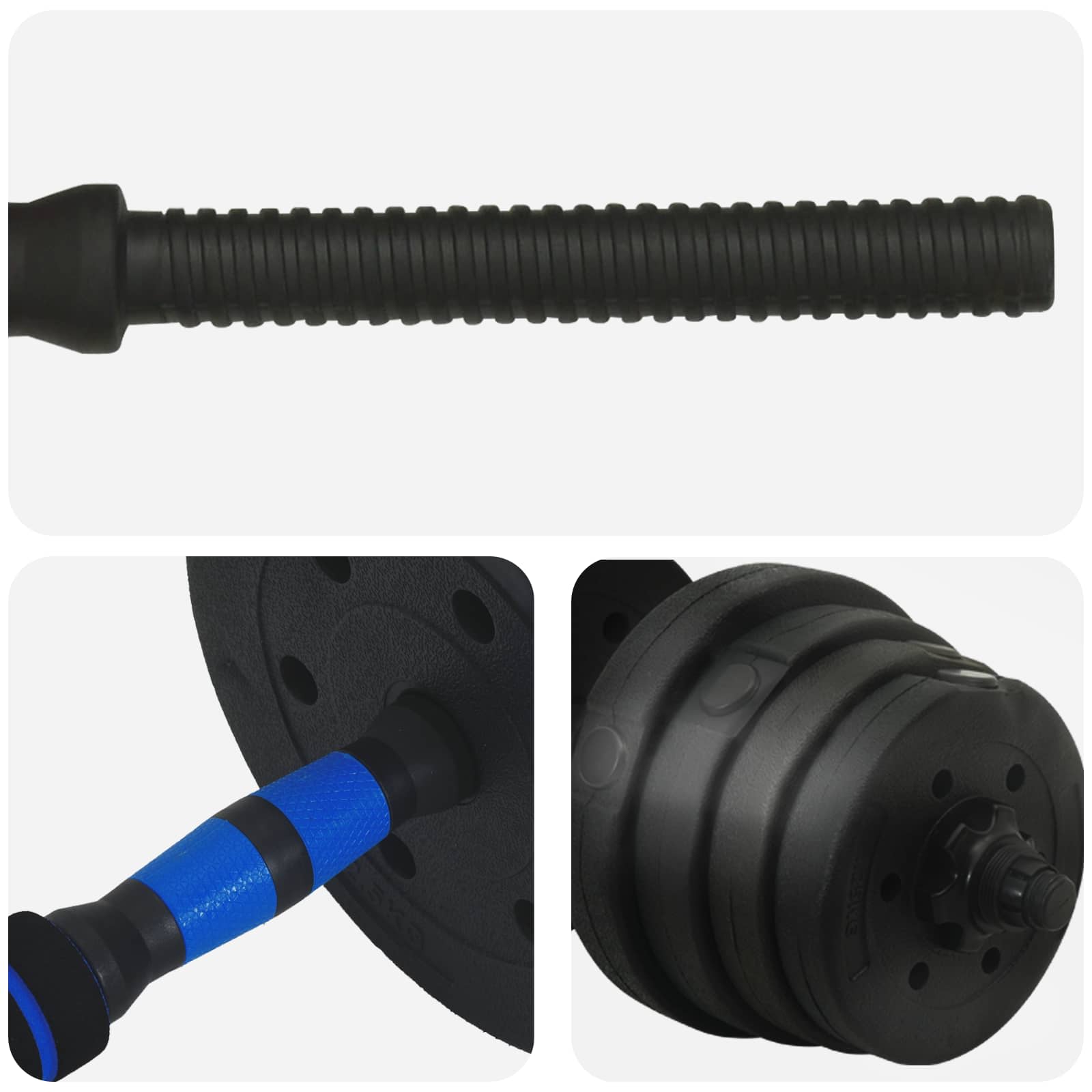 2-in-1 Hantelset 40kg Schwarz und Rot Zement und Eisensand