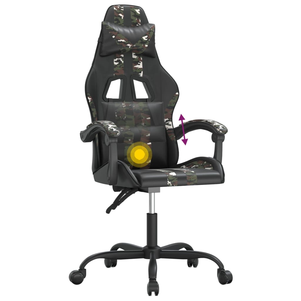 Gaming-Stuhl Drehbar Schwarz und Blau Kunstleder