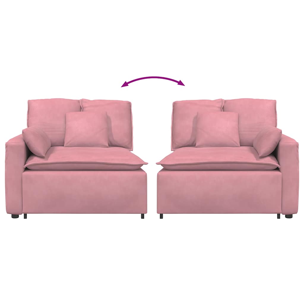 Modulares Sofa Endmodul mit Armlehne Kissen Blau 100 cm