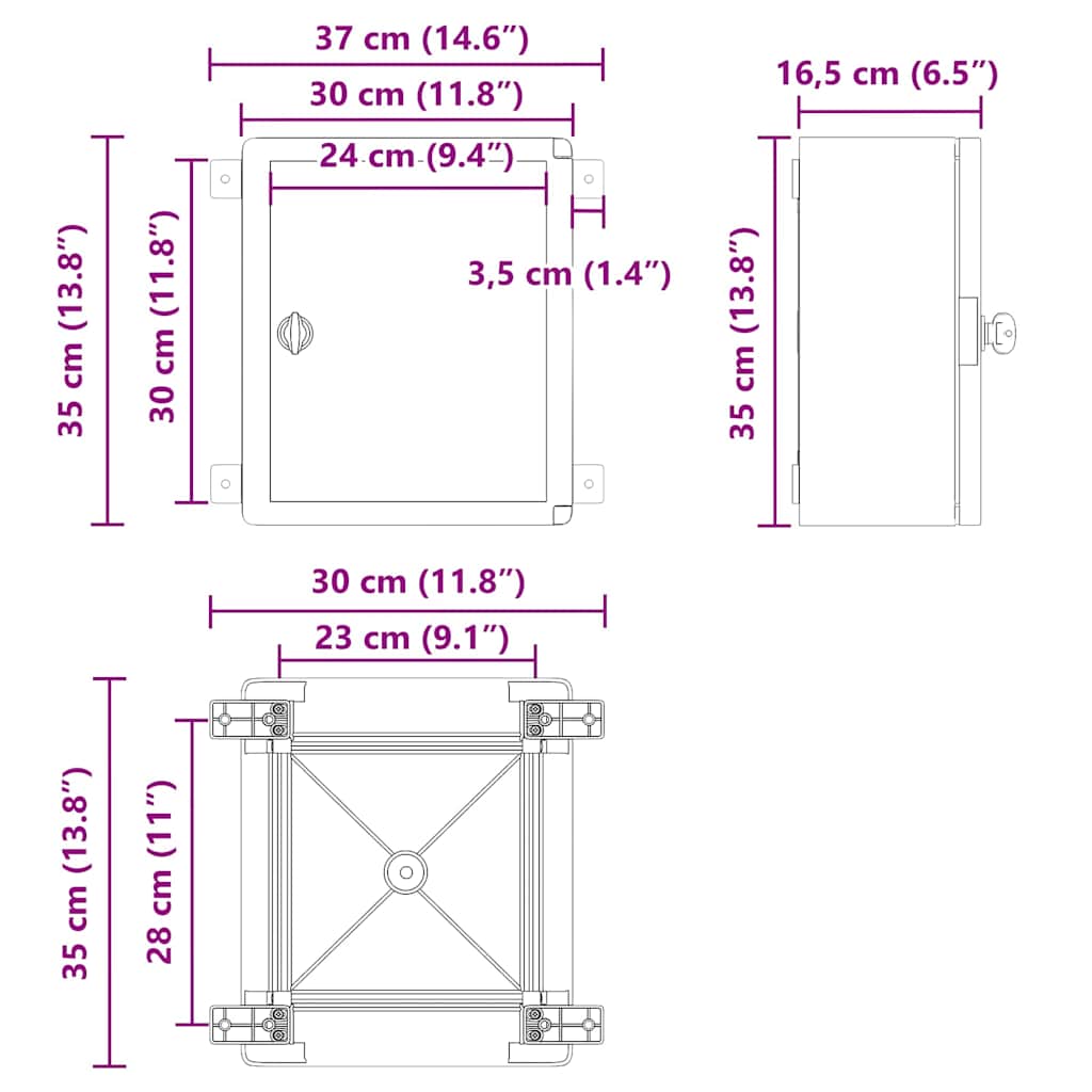 Steuerungsschrank Grau 25 x 13 x 24 cm ABS Kunststoff