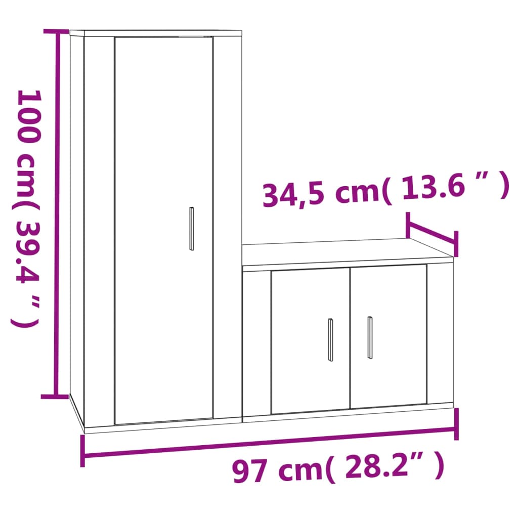 2-tlg. TV-Schrank-Set Weiß Holzwerkstoff