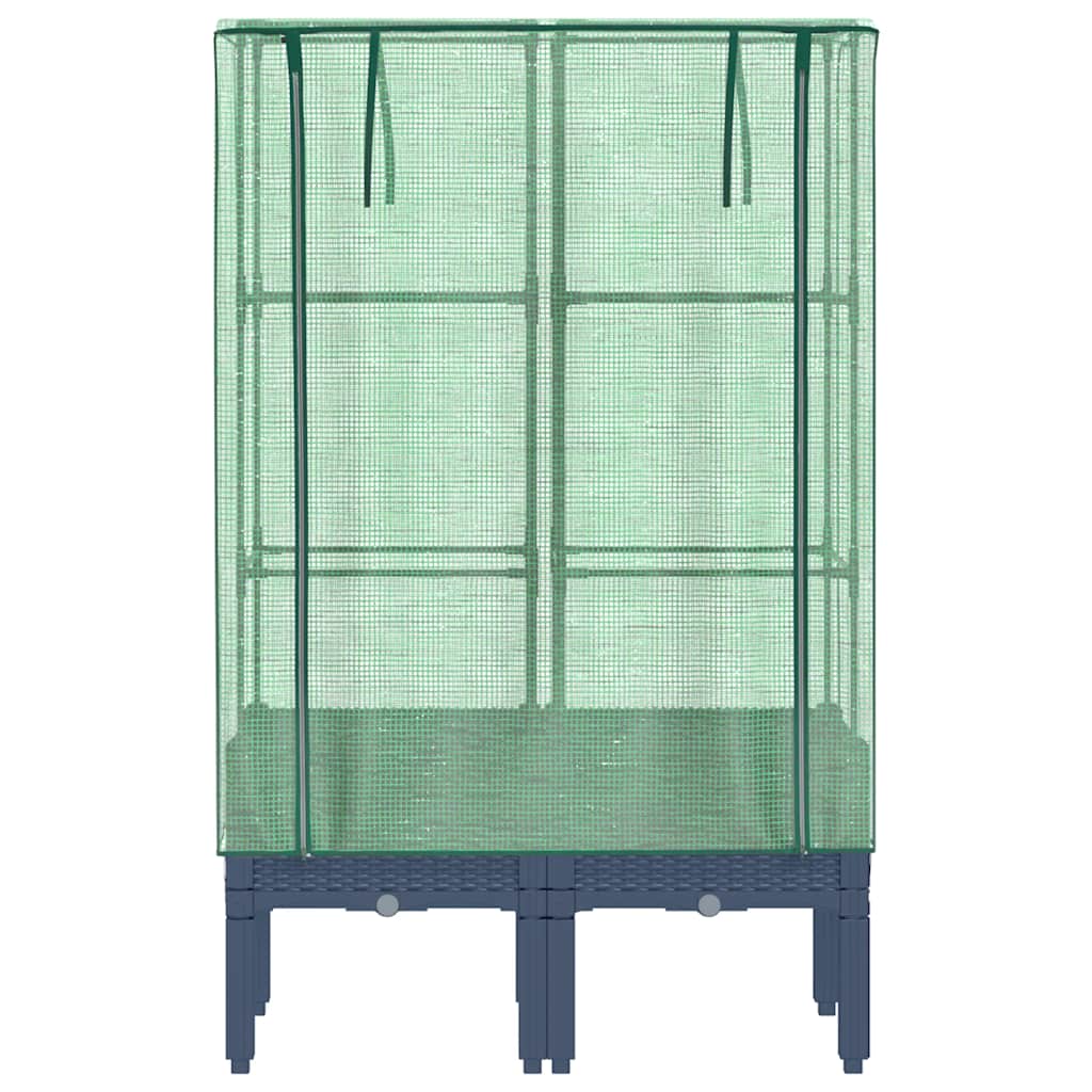 Hochbeet mit Gewächshaus-Aufsatz Rattan-Optik 40x40x140 cm