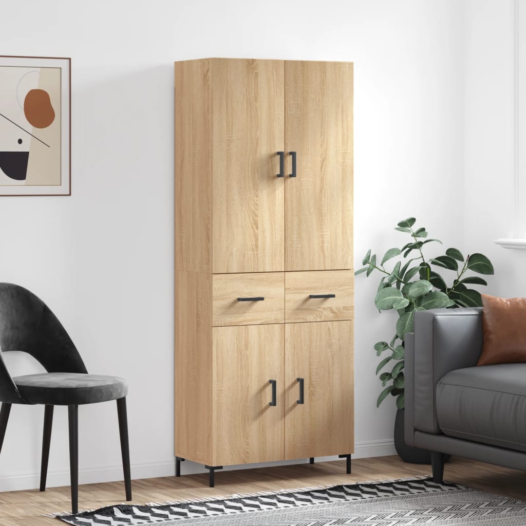 Highboard Betongrau 69,5x34x180 cm Holzwerkstoff