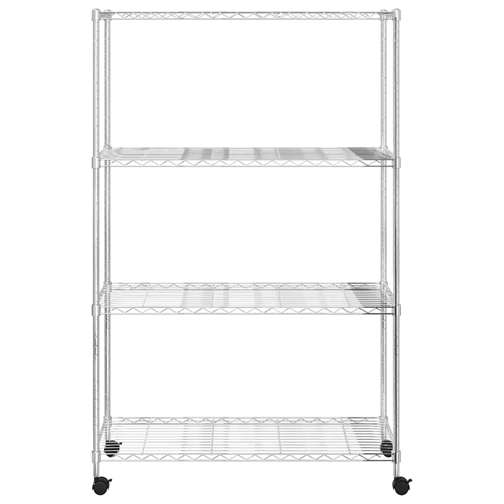Lagerregal mit 3 Böden und Rollen 60x35x81 cm Verchromt 150 kg