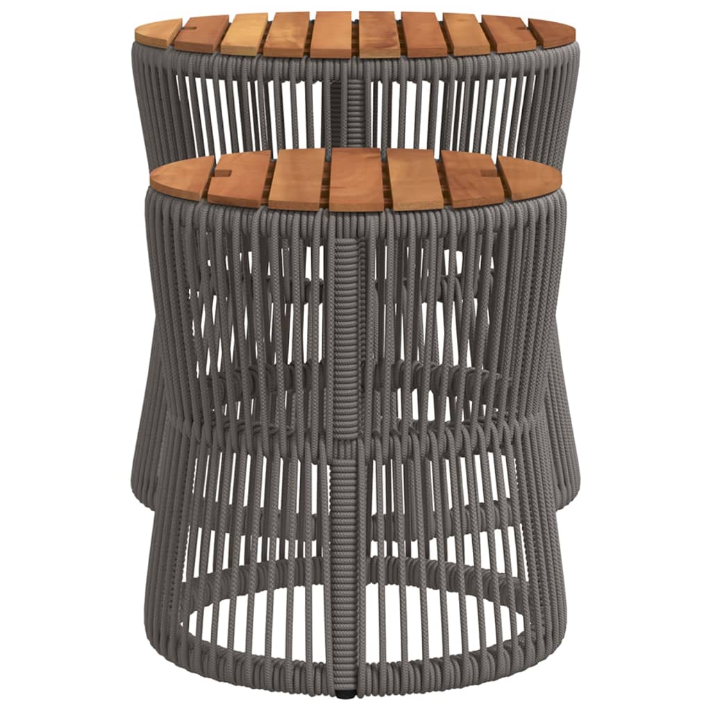 Garten-Beistelltische 2 Stk. mit Holzplatte Schwarz Poly Rattan