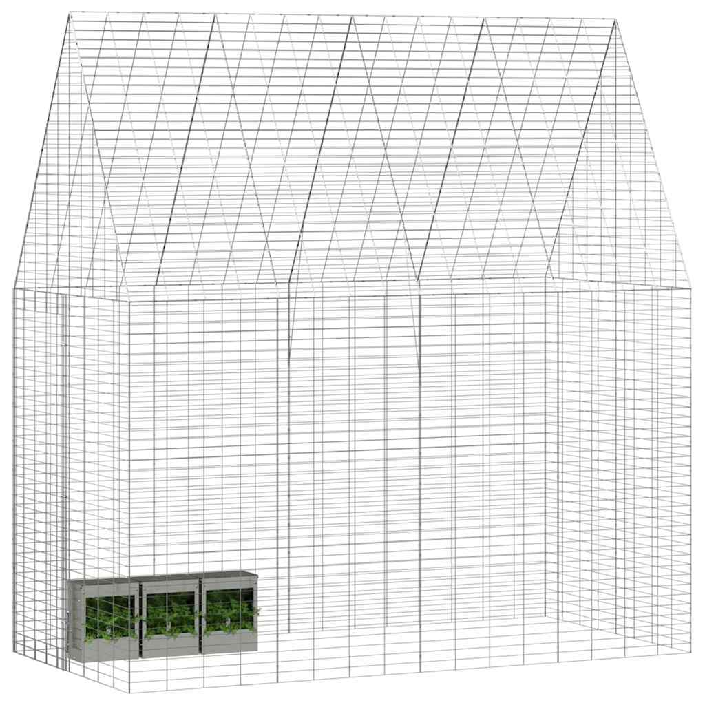 Hühnerkäfig 2 pcs Silber 600 x 100 x 210 cm Verzinkter Stahl