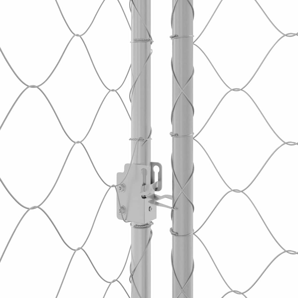 Hundezwinger mit Dach und Tür Grau 2x2x2 m Verzinkter Stahl