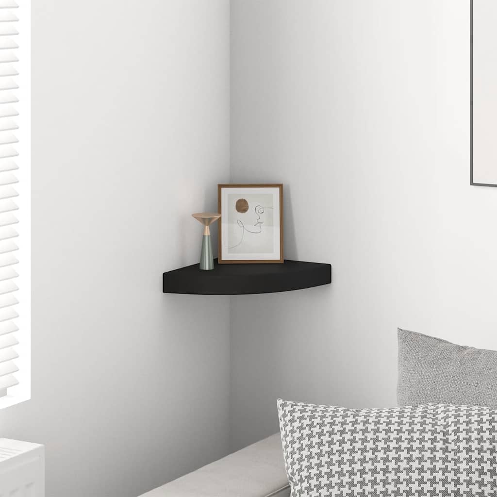 Schwebende Eckregale 2 Stk. Hochglanz-Weiß 25x25x3,8 cm MDF
