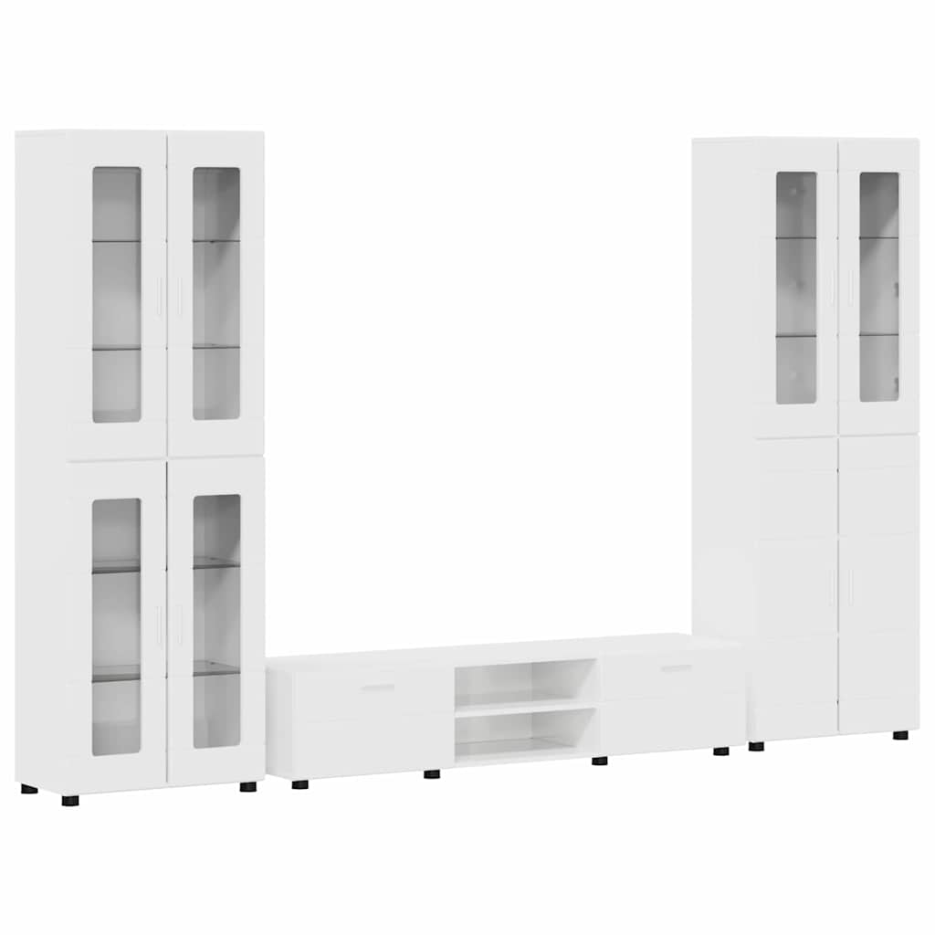 Highboard mit Regal FLORIN Weiß 60 x 35 x 182 cm Holzwerkstoff