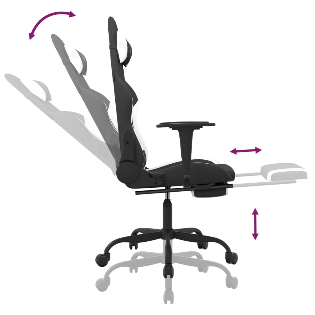 Gaming-Stuhl mit Massagefunktion Schwarz und Creme Stoff