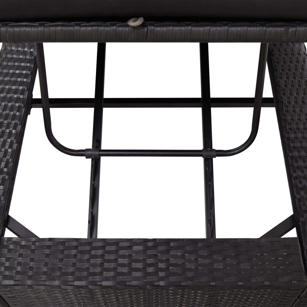 Sonnenliege mit Auflage Grau Poly Rattan