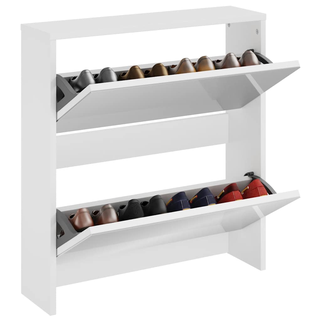 Schuhschrank mit 2 Fächern Spiegel Eiche-Optik 63x17x67 cm