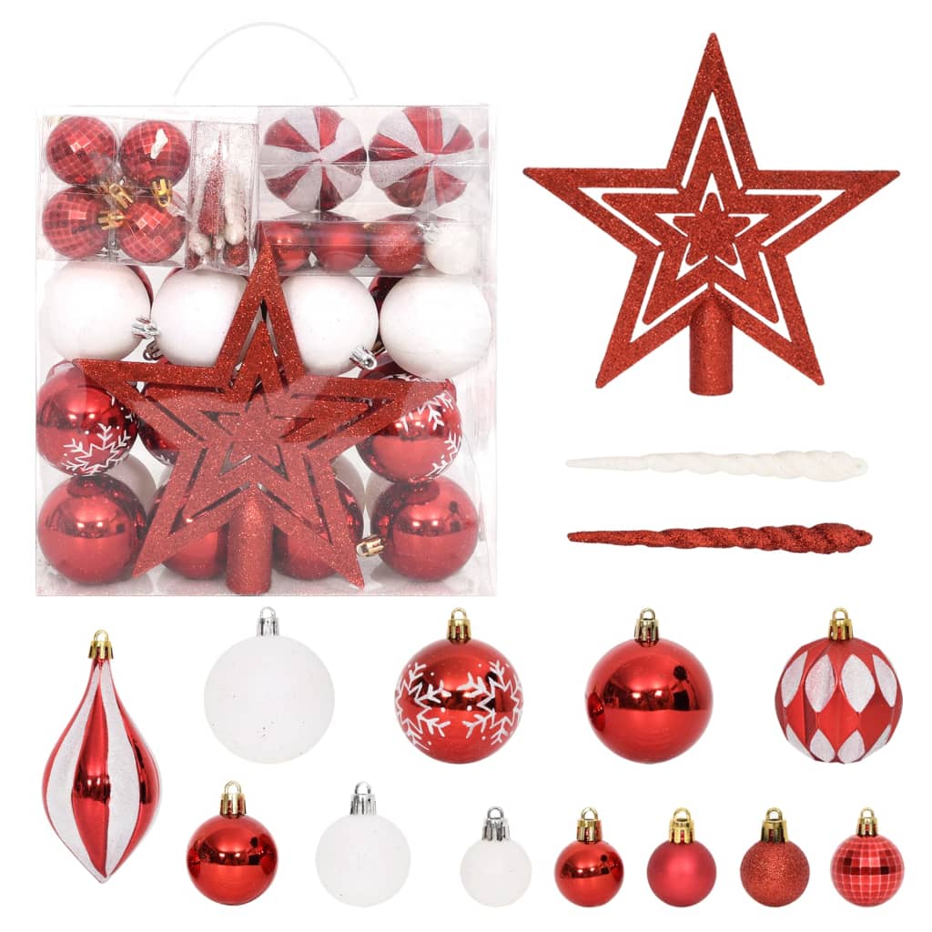 70-tlg. Weihnachtskugel-Set Golden und Rot