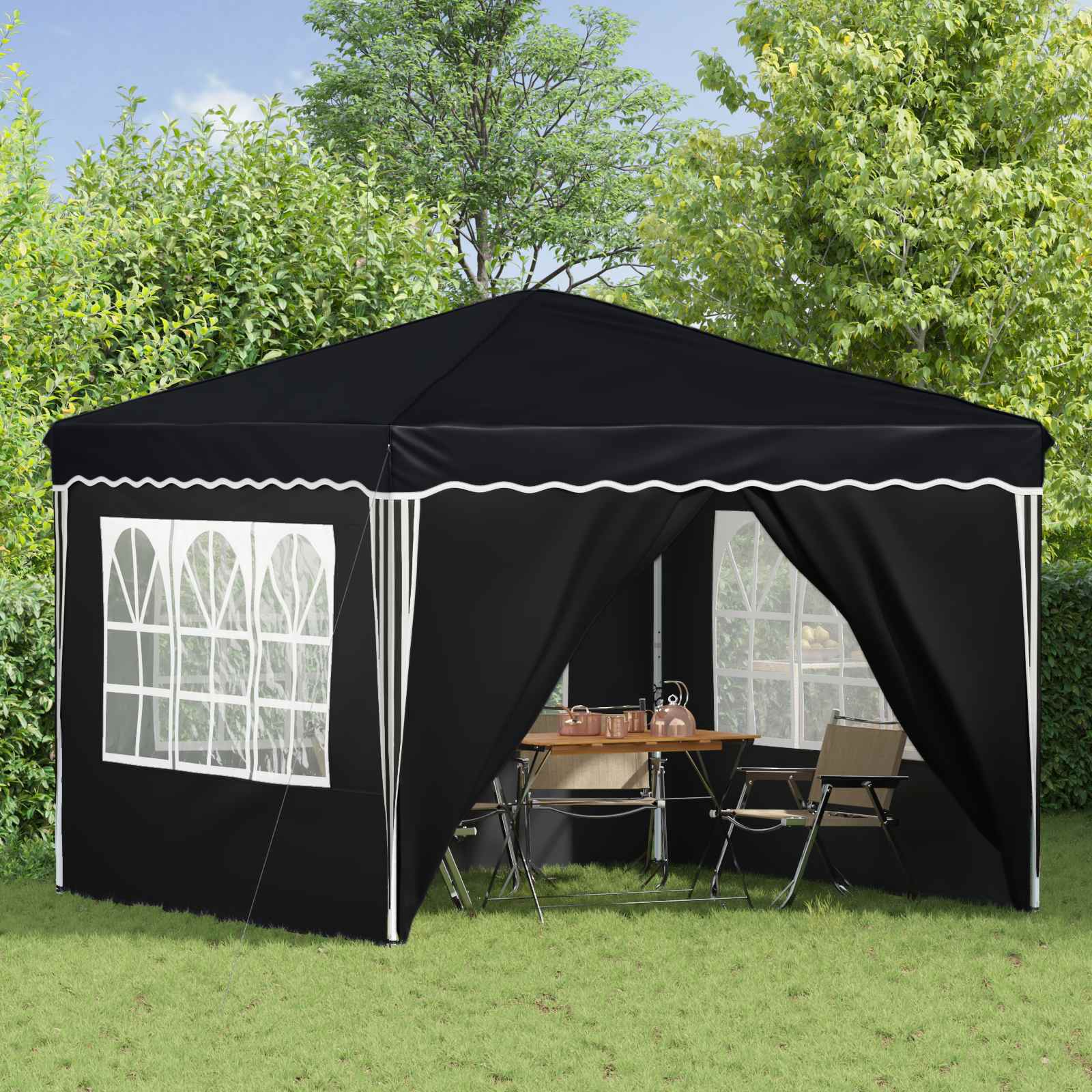 Pop-up Partyzelt 288 x 288 x 245 cm Creme Oxford-Stoff