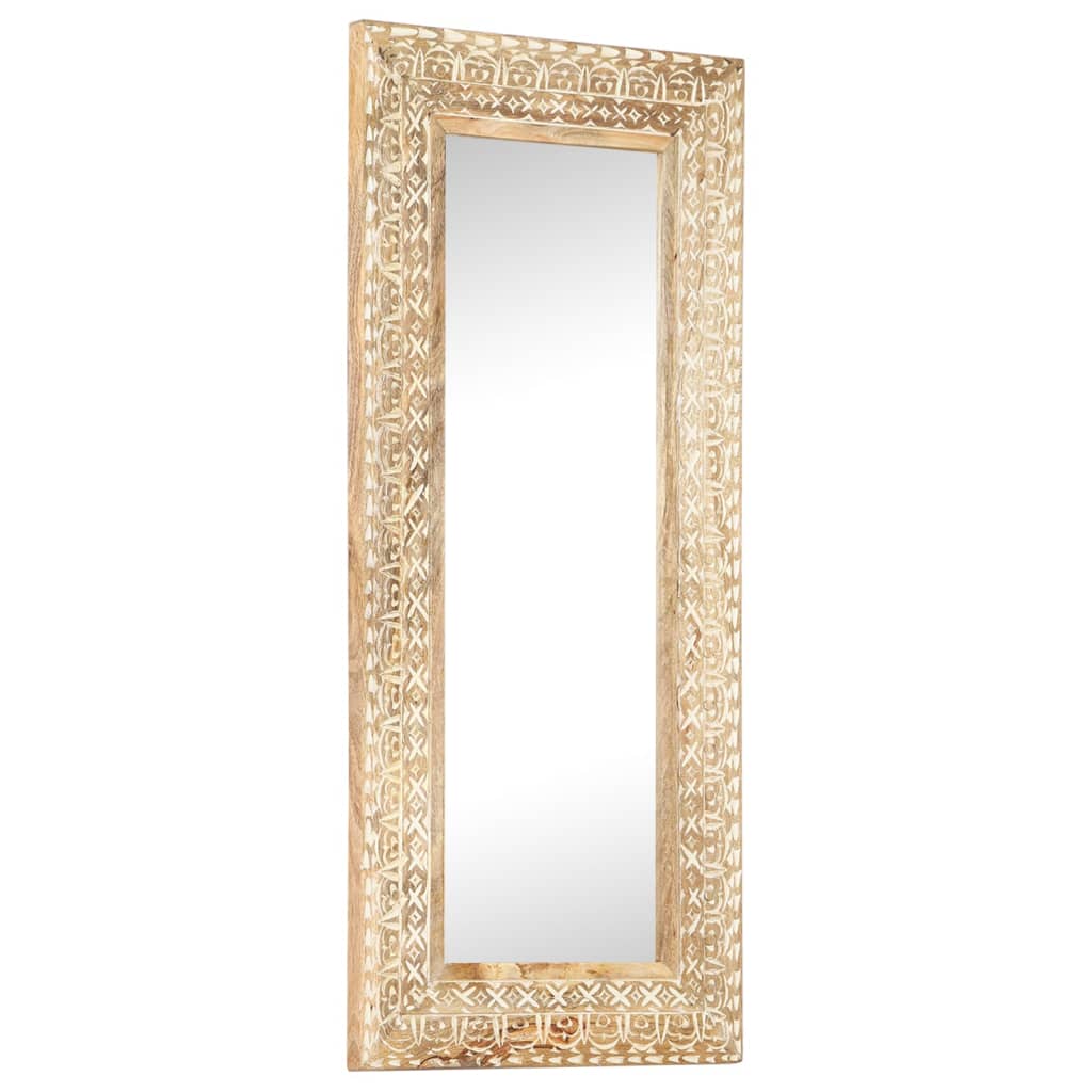 Spiegel Handgeschnitzt 50x50x2,6 cm Massivholz Mango