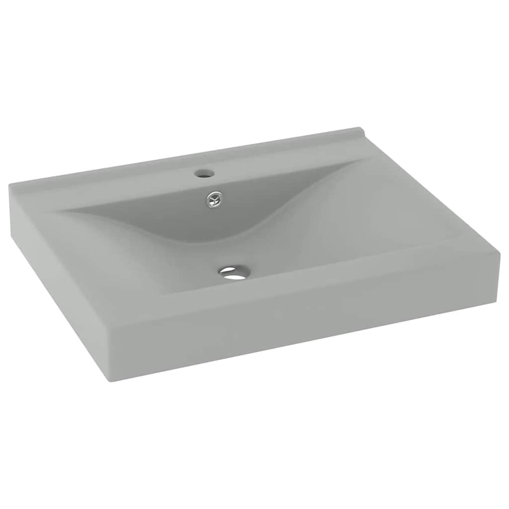 Luxus-Waschbecken mit Hahnloch Matt-Weiß 60x46 cm Keramik