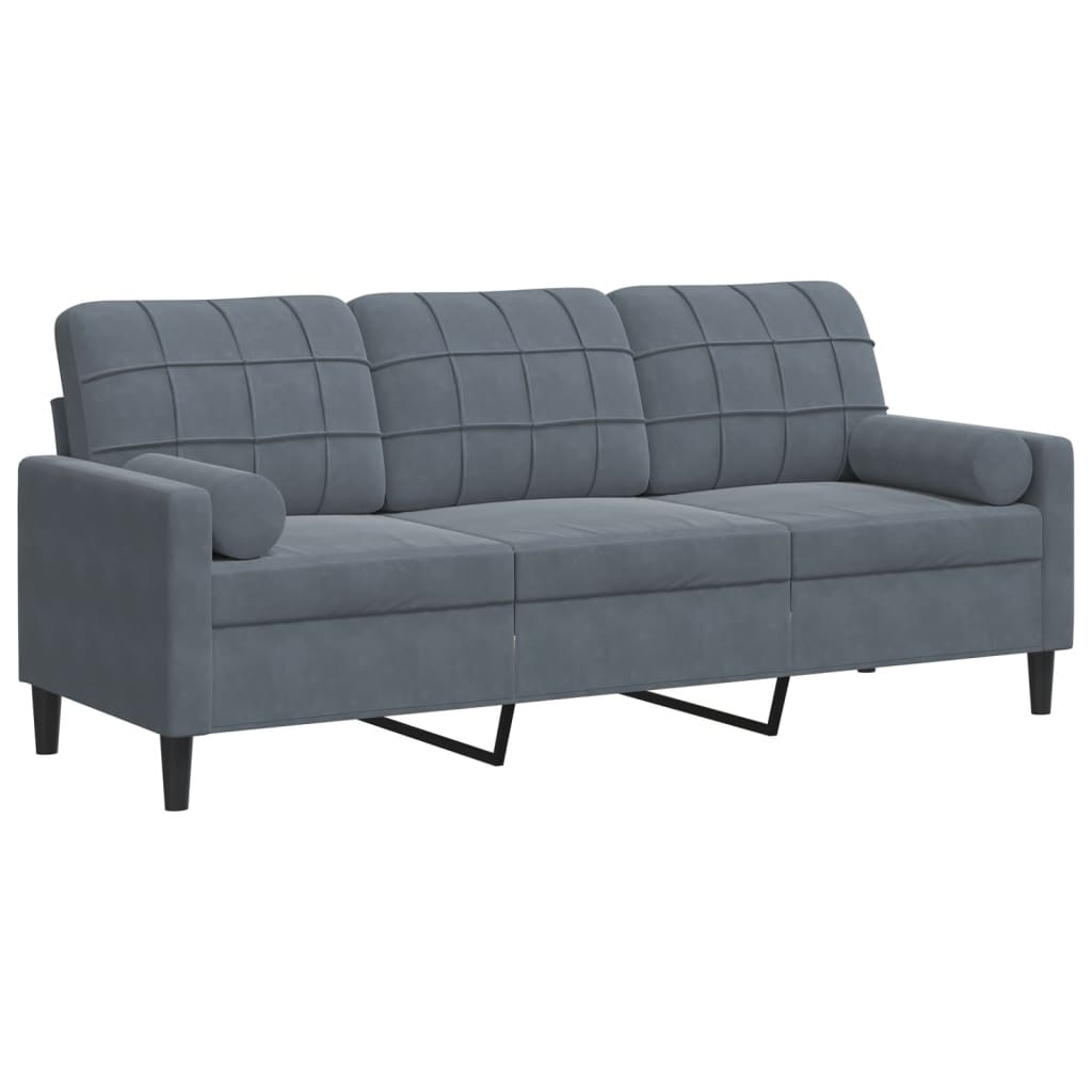 2-Sitzer-Sofa mit Zierkissen Hellgrau 120 cm Samt