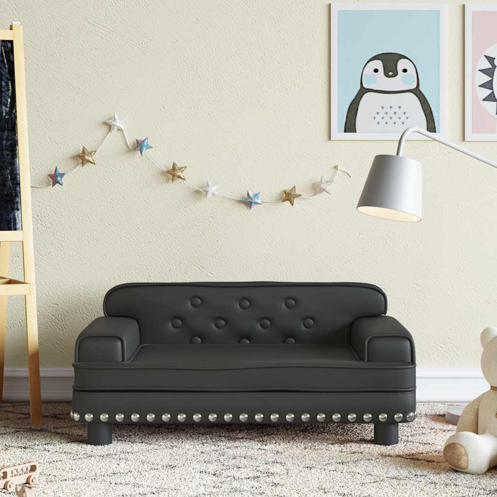 Kindersofa Schwarz 90x53x30 cm Kunstleder