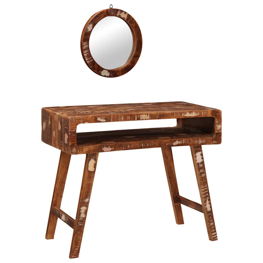 Schminktisch mit Spiegel Braun 90 x 76 x 45 cm Massivholz Mango