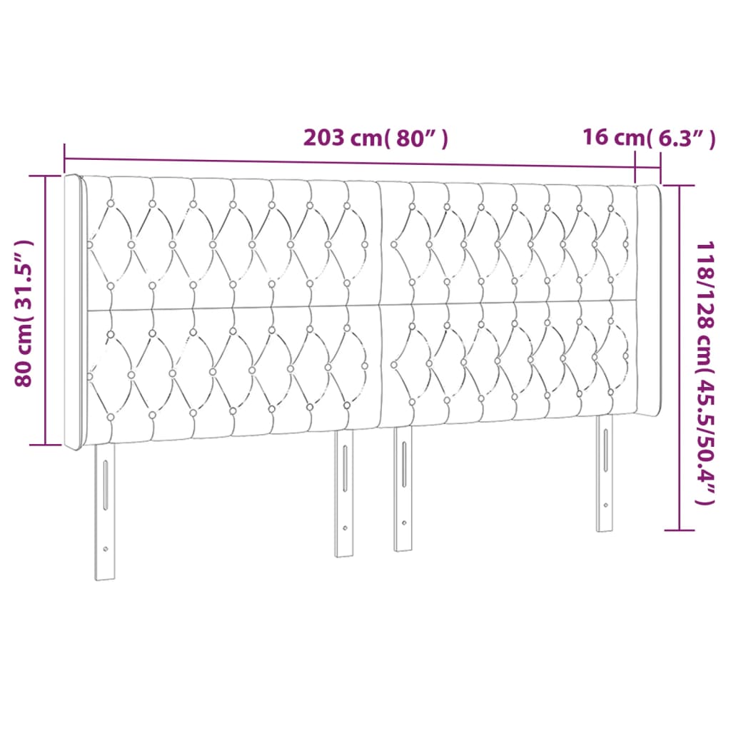 Kopfteil mit Ohren Dunkelblau 93x16x78/88 cm Samt