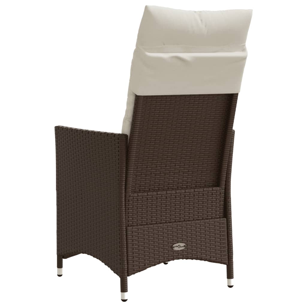 Gartensessel Verstellbar mit Kissen Schwarz Poly Rattan