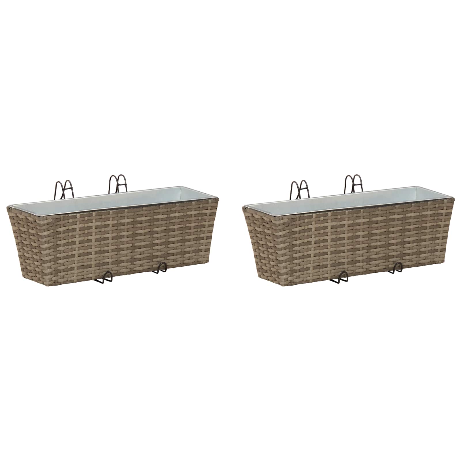 Balkon 2 pcs Schwarz 50 x 17 x 17 cm Metall
