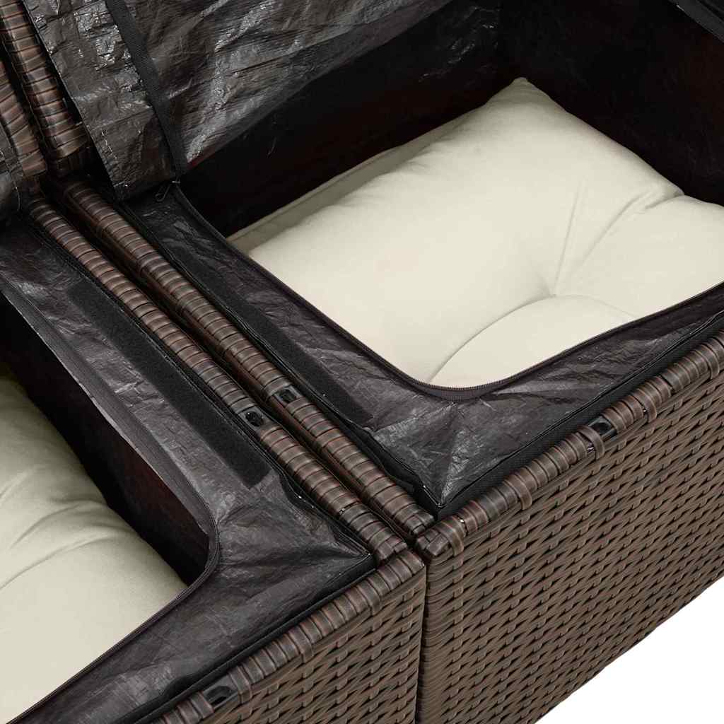 Garten Essgruppe mit Kissen 6 pcs Schwarz und Creme