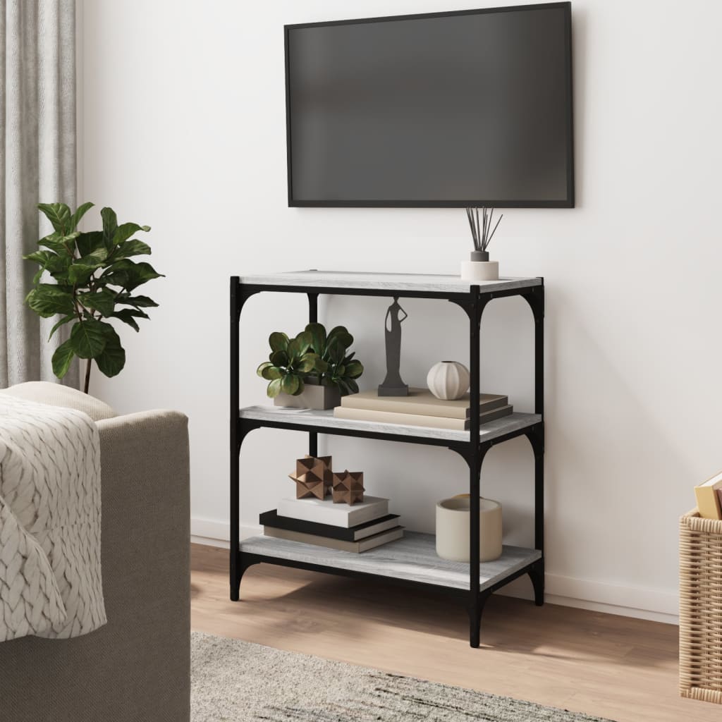 Bücherregal Schwarz 40x33x70,5 cm Holzwerkstoff und Stahl