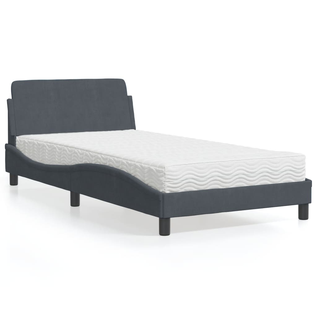Bett mit Matratze "Dover" Hellgrau 80x200 cm Samt