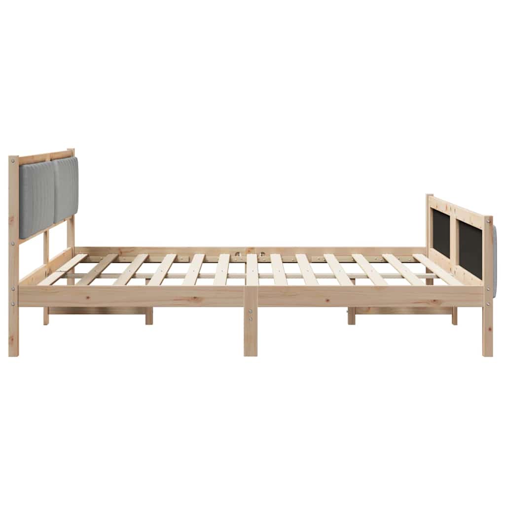 Bettgestell Braun und hellgrau 200 x 200 cm Massivholz Kiefer