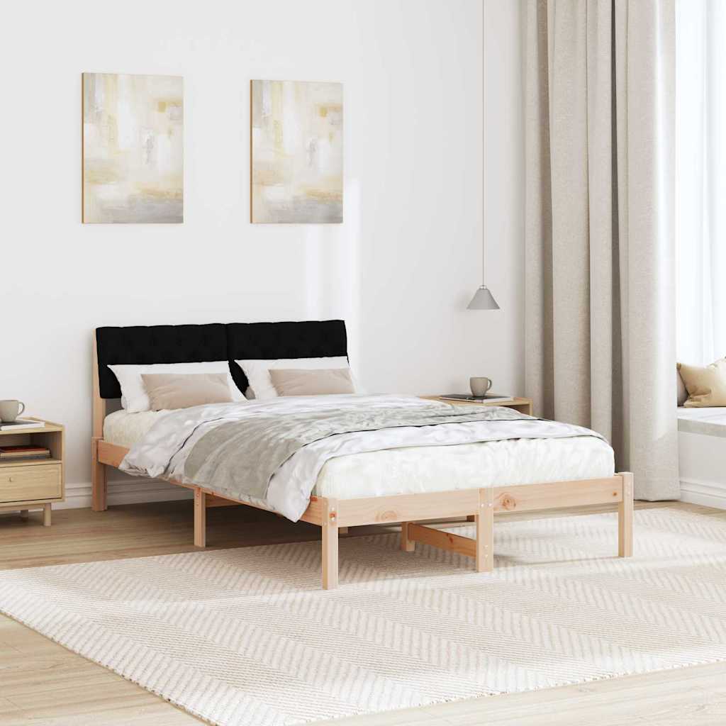 Bettgestell Braun und hellgrau 200 x 200 cm Massivholz Kiefer