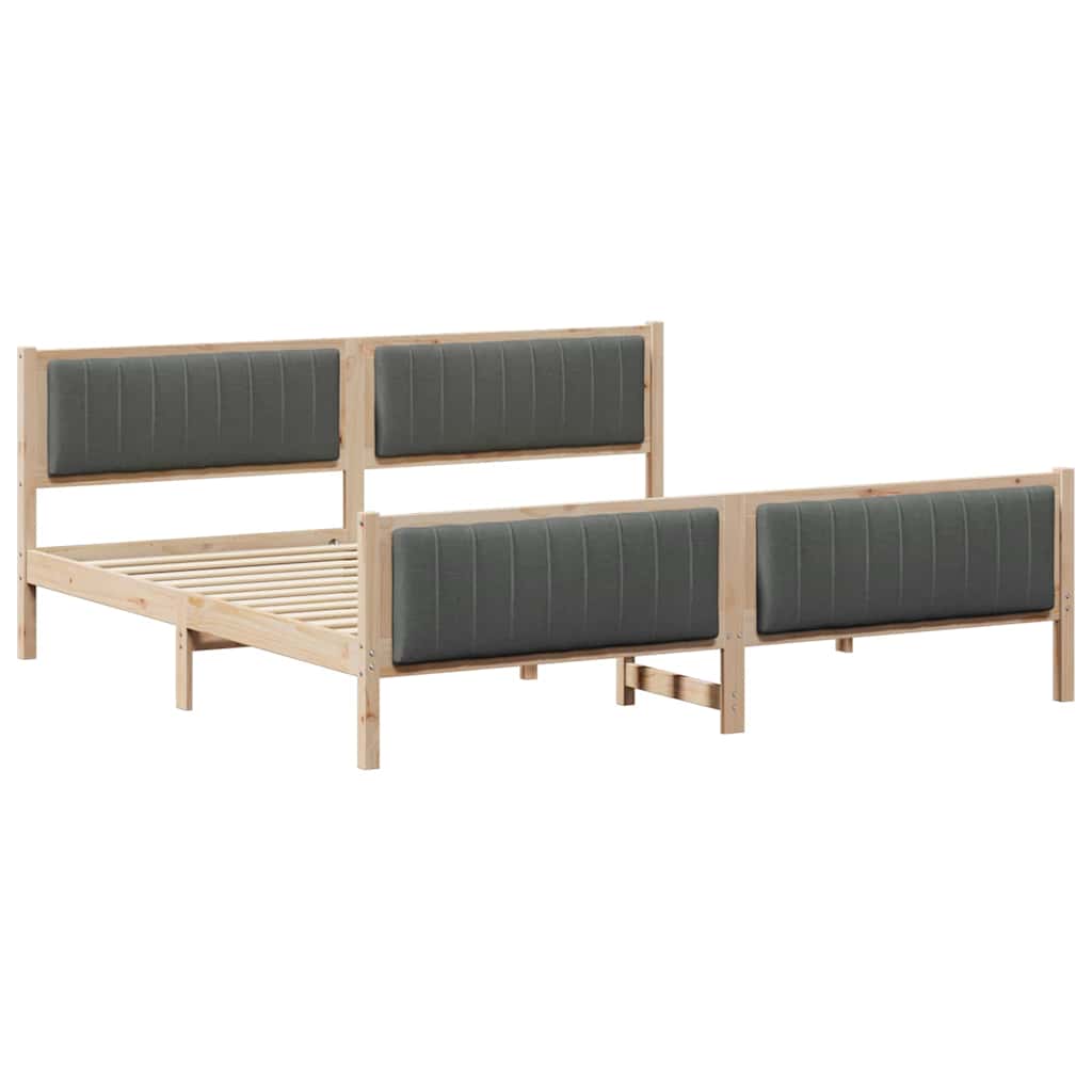 Bettgestell Braun und hellgrau 200 x 200 cm Massivholz Kiefer